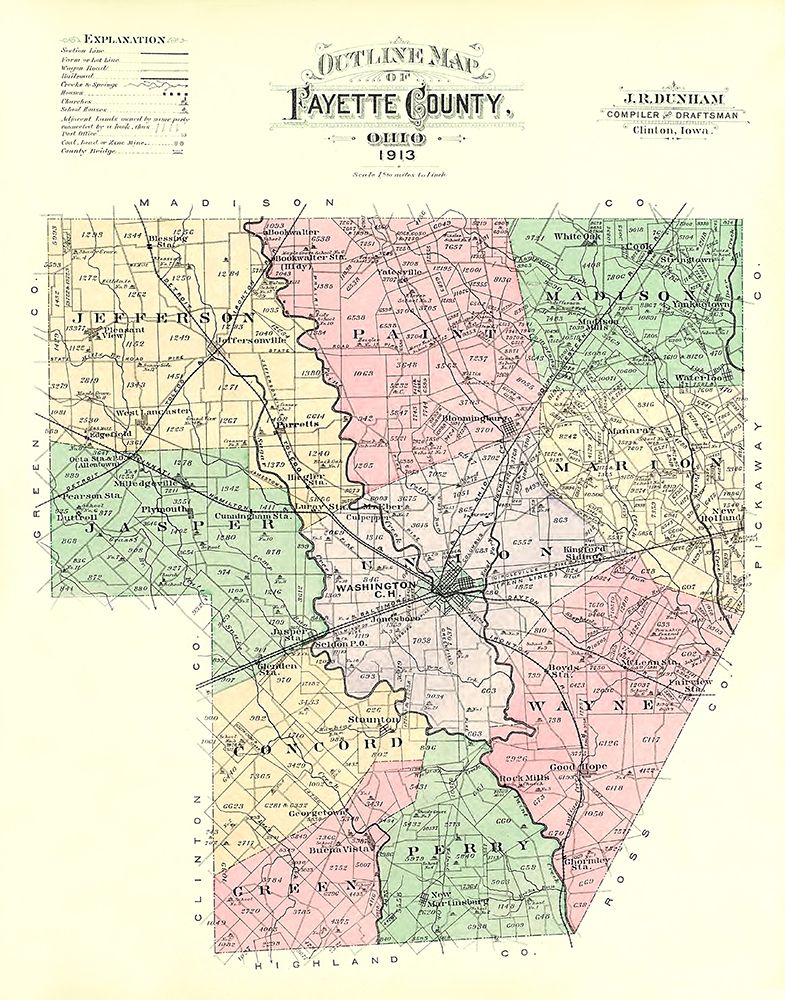 Fayette Ohio - Dunham 1913 art print by Dunham for $57.95 CAD