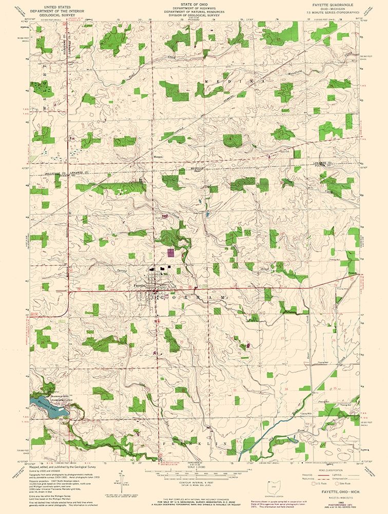 Fayette Ohio Quad - USGS 1960 art print by USGS for $57.95 CAD