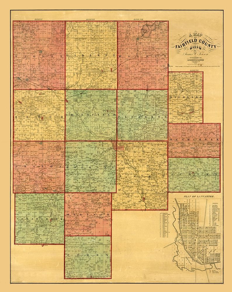 Fairfield County Ohio - Touson 1848 art print by Touson for $57.95 CAD