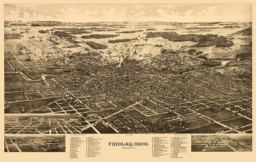 Findlay Ohio - Norris 1889 art print by Norris for $57.95 CAD