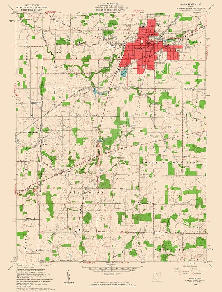 Galion Ohio Quad - USGS 1960 art print by USGS for $57.95 CAD