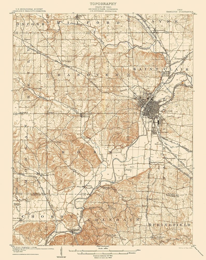 Hamilton Ohio Quad - USGS 1905 art print by USGS for $57.95 CAD