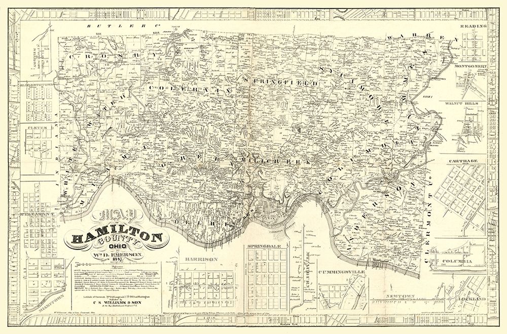 Hamilton County Ohio - Emerson 1847 art print by Emerson for $57.95 CAD