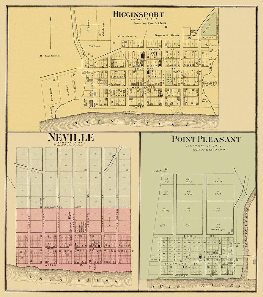 Higginsport Neville Point Pleasant Ohio Landowner art print by Hayes for $57.95 CAD