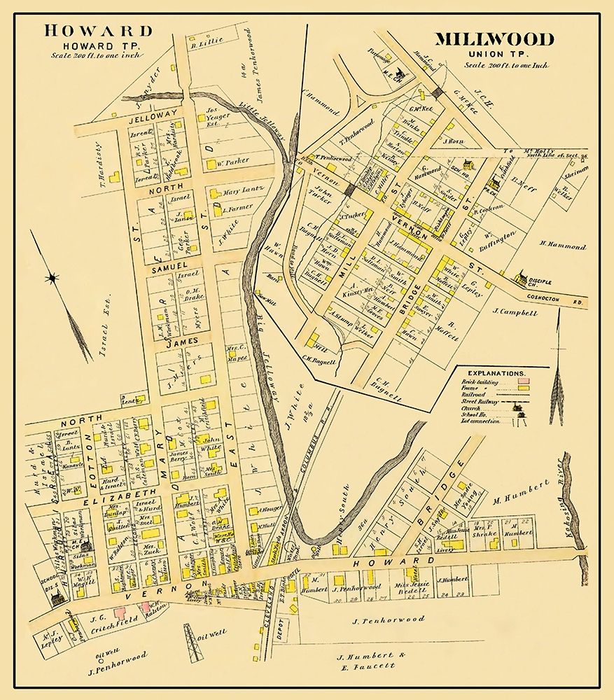 Howard, Millwood Ohio Landowner - Caldwell 1896 art print by Caldwell for $57.95 CAD