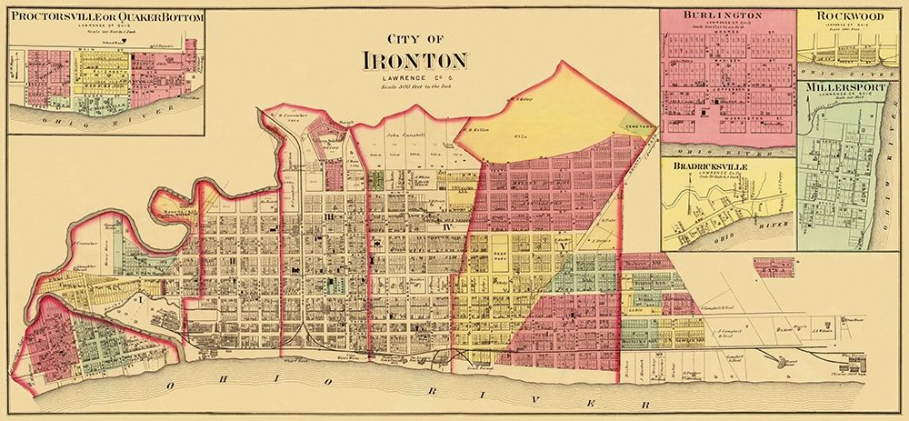 Ironton Ohio Landowner - Aschbach 1877 art print by Aschbach for $57.95 CAD