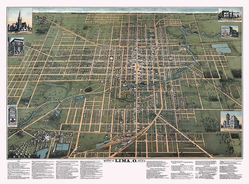 Lima Ohio - Buckingham 1892 art print by Buckingham for $57.95 CAD