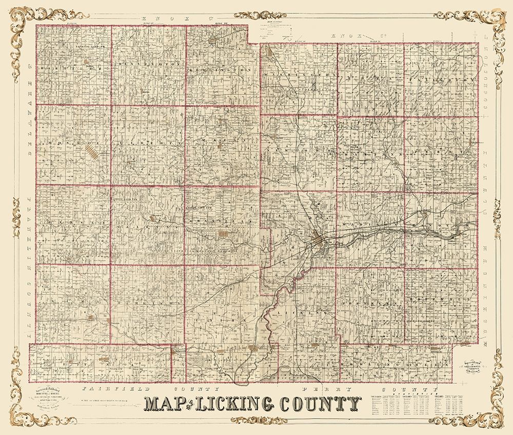 Licking County Ohio - Roell 1854 art print by Roell for $57.95 CAD