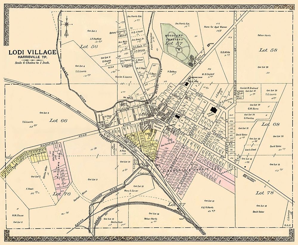 Lodi Village Ohio Landowner - American Atlas 1896 art print by American Atlas for $57.95 CAD