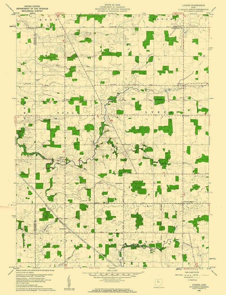 Lykens Ohio Quad - USGS 1960 art print by USGS for $57.95 CAD