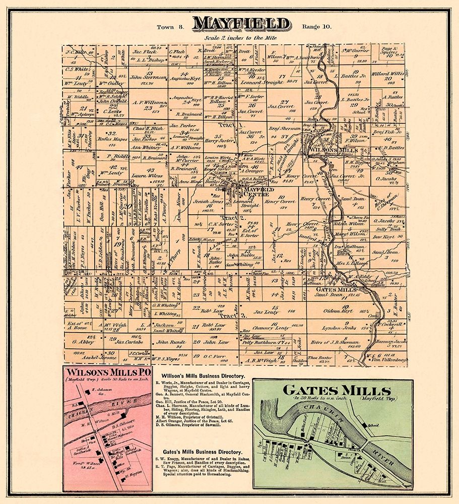 Mayfield Ohio Landowner - Cram 1874 art print by Cram for $57.95 CAD