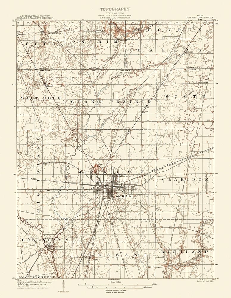 Marion Ohio Quad - USGS 1905 art print by USGS for $57.95 CAD