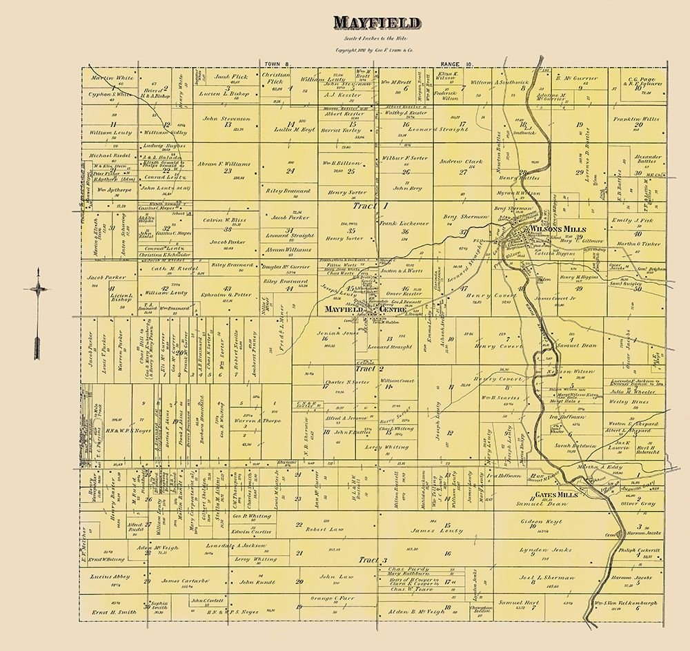 Mayfield Ohio Landowner - Cram 1892 art print by Cram for $57.95 CAD