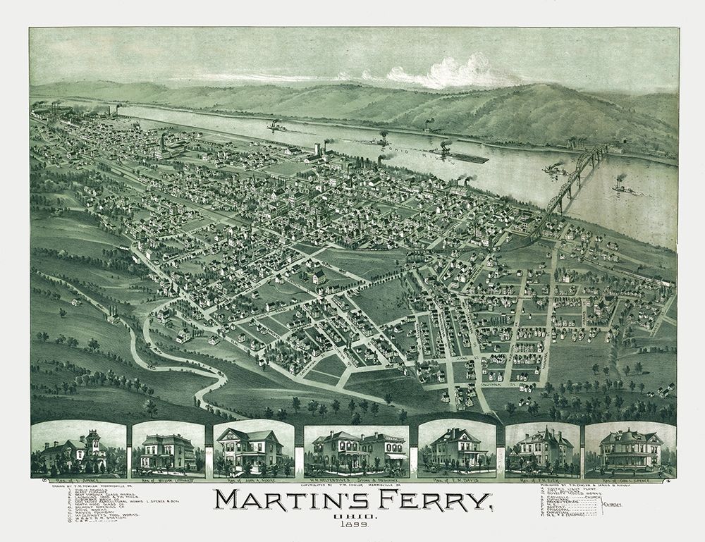 Martins Ferry Ohio - Fowler 1899 art print by Fowler for $57.95 CAD