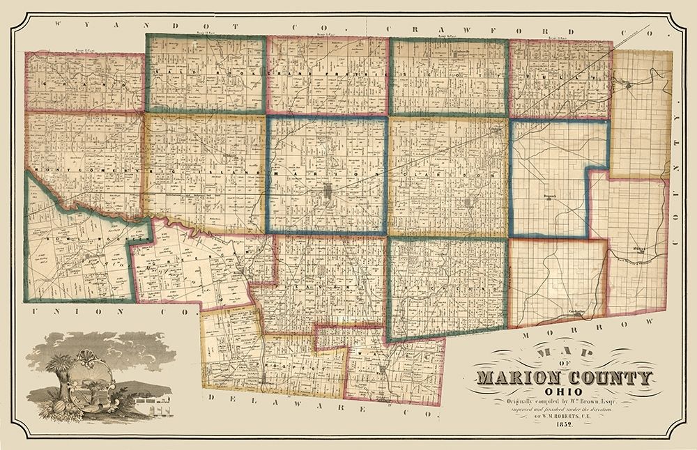 Marion County Ohio - Brown 1852 art print by Brown for $57.95 CAD
