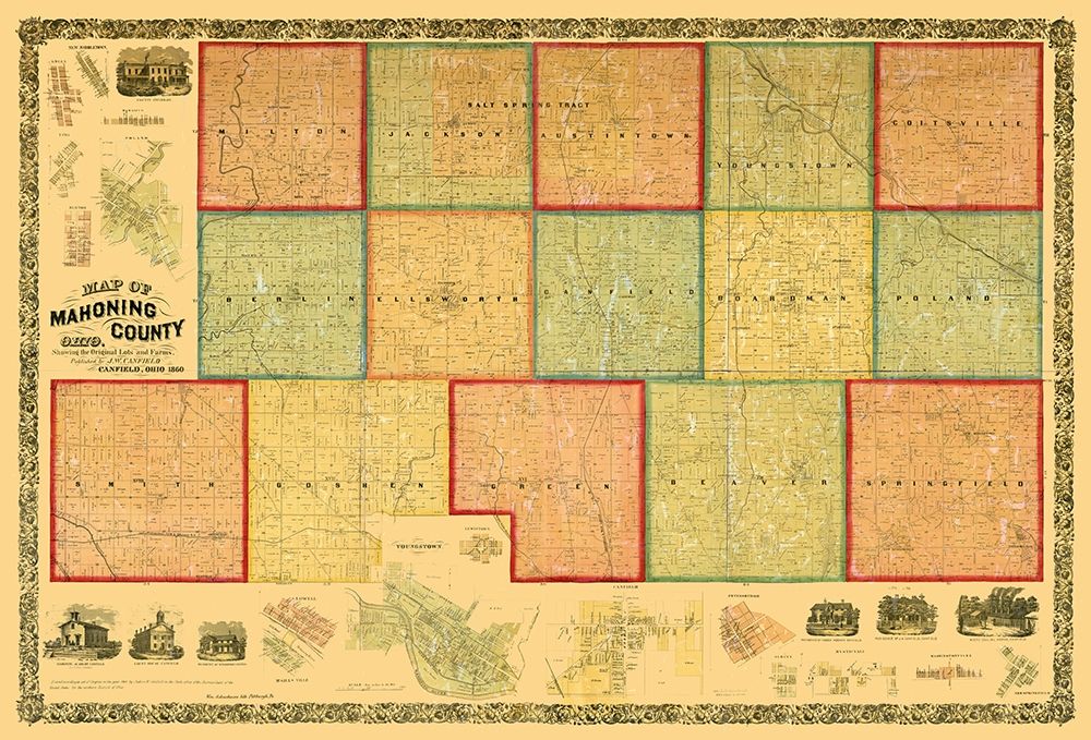 Mahoning County Ohio - Canfield 1860 art print by Canfield for $57.95 CAD