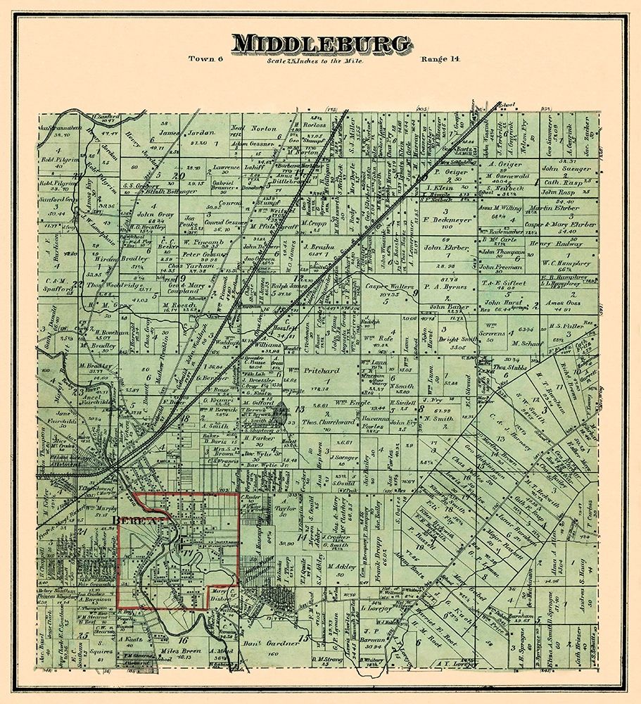 Middleburg Ohio Landowner - Stewart 1874 art print by Stewart for $57.95 CAD