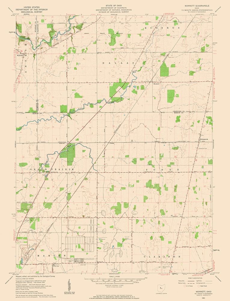 Monnett Ohio Quad - USGS 1961 art print by USGS for $57.95 CAD