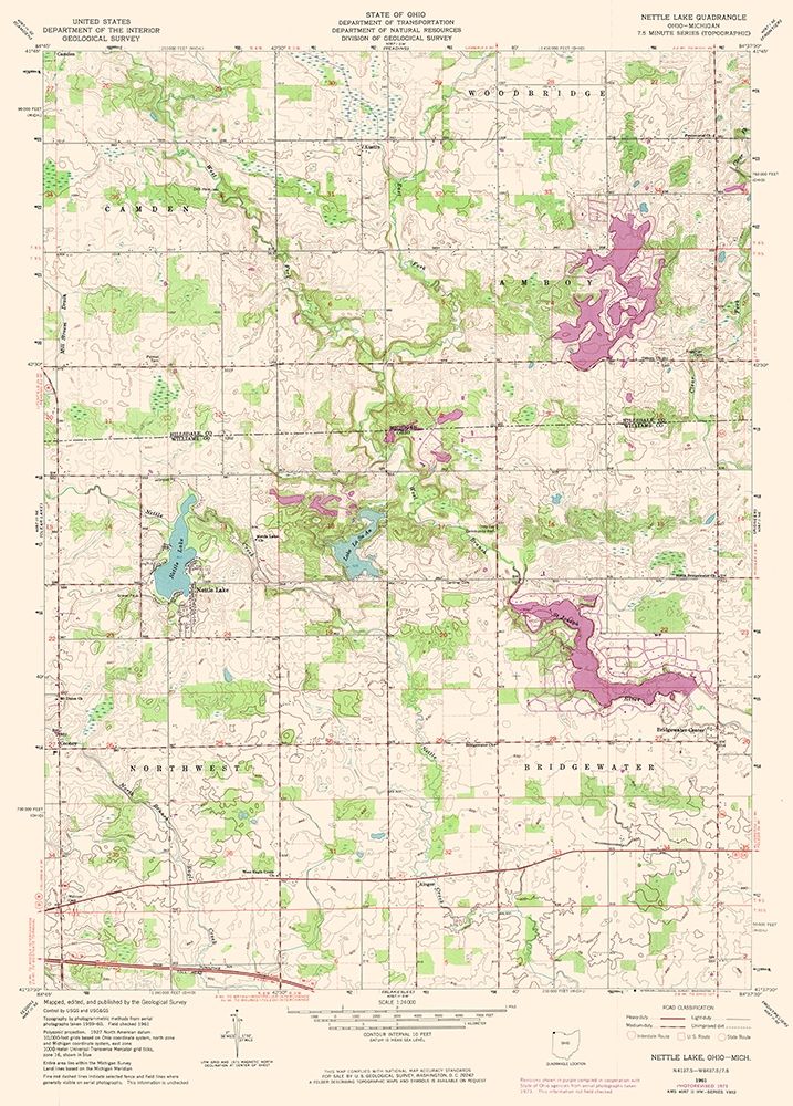 Nettle Lake Ohio Quad - USGS 1961 art print by USGS for $57.95 CAD
