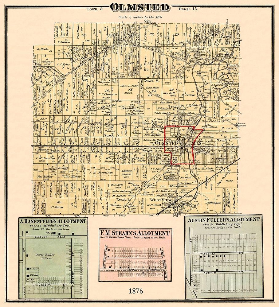 Olmsted Ohio Landowner - Titus 1876 art print by Titus for $57.95 CAD