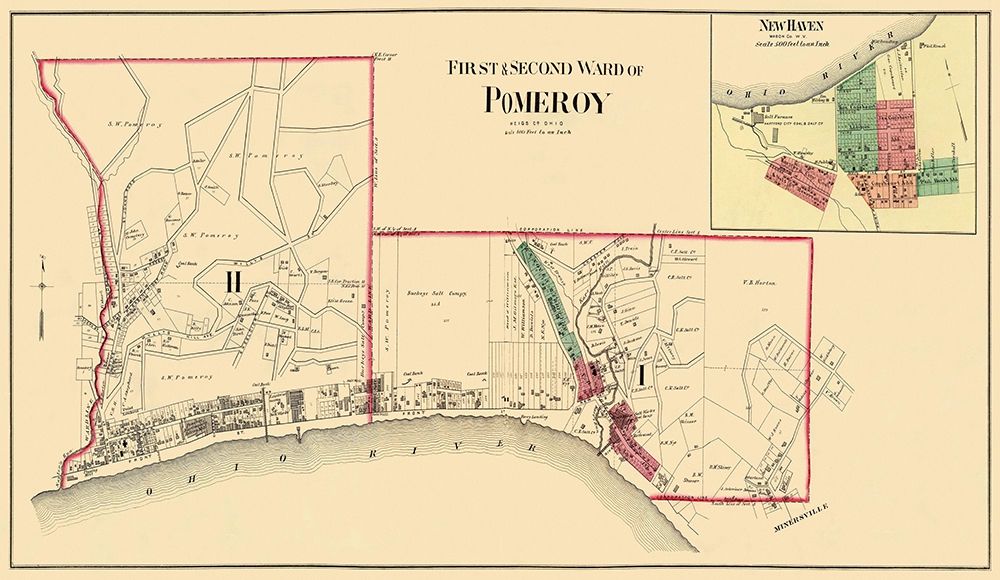 Pomeroy, New Haven Ohio Landowner - Hayes 1877 art print by Hayes for $57.95 CAD