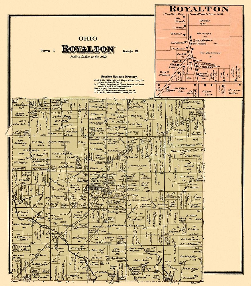 Royalton Ohio Landowner - Titus 1876 art print by Titus for $57.95 CAD