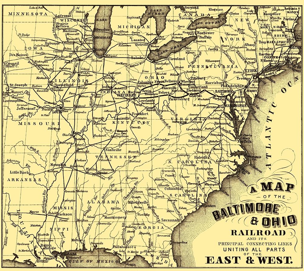 Baltimore and Ohio Railroad - Hoen 1860 art print by Hoen for $57.95 CAD
