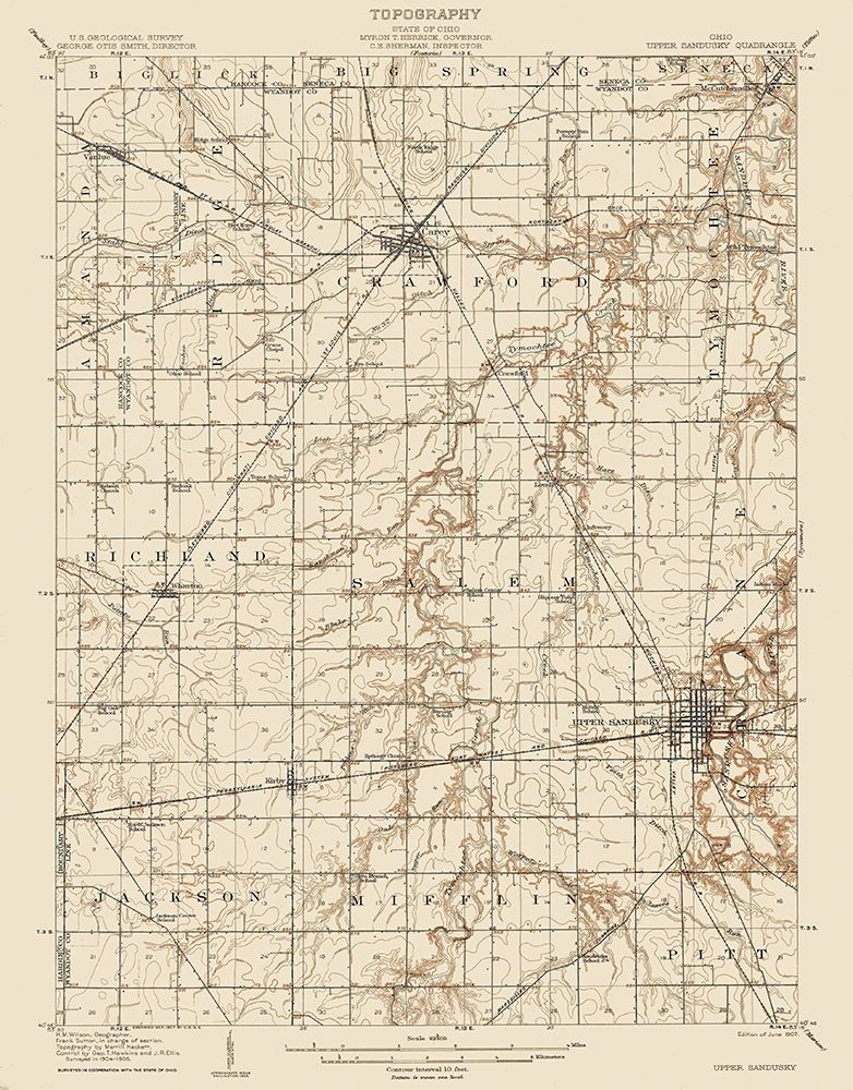 Upper Sandusky Ohio Quad - USGS 1907 art print by USGS for $57.95 CAD