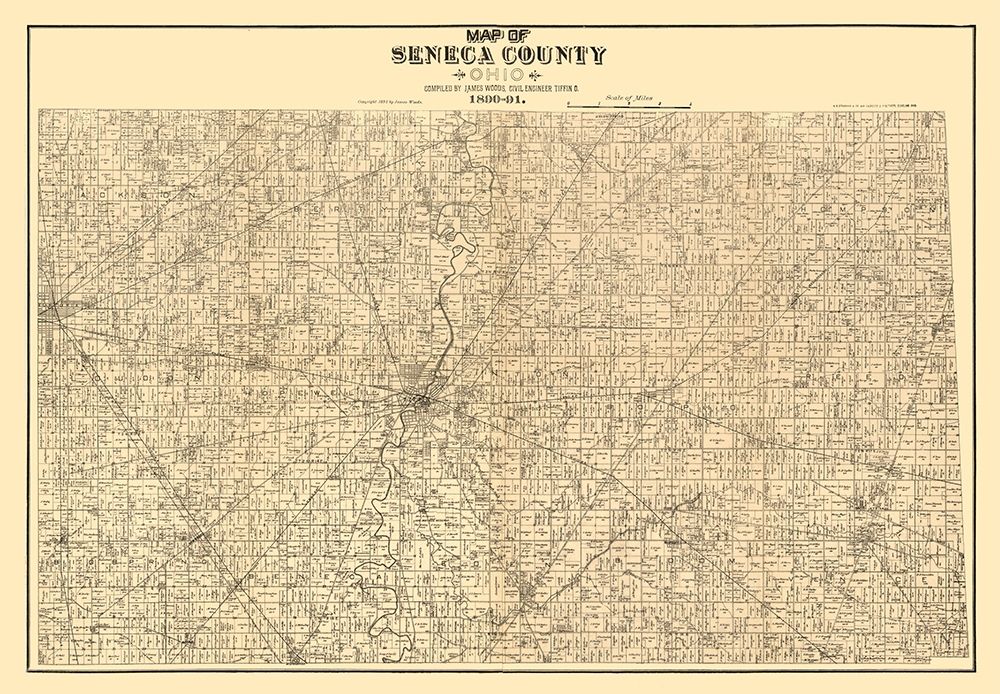 Seneca County Ohio - Woods 1891 art print by Woods for $57.95 CAD
