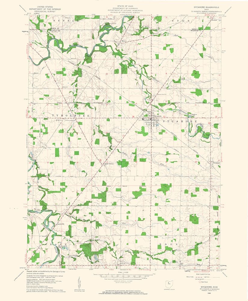 Sycamore Ohio Quad - USGS 1960 art print by USGS for $57.95 CAD