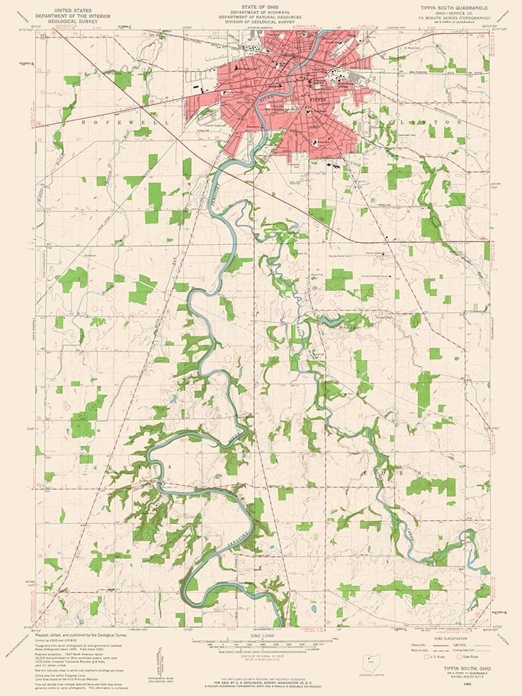 South Tiffin Ohio Quad - USGS 1960 art print by USGS for $57.95 CAD