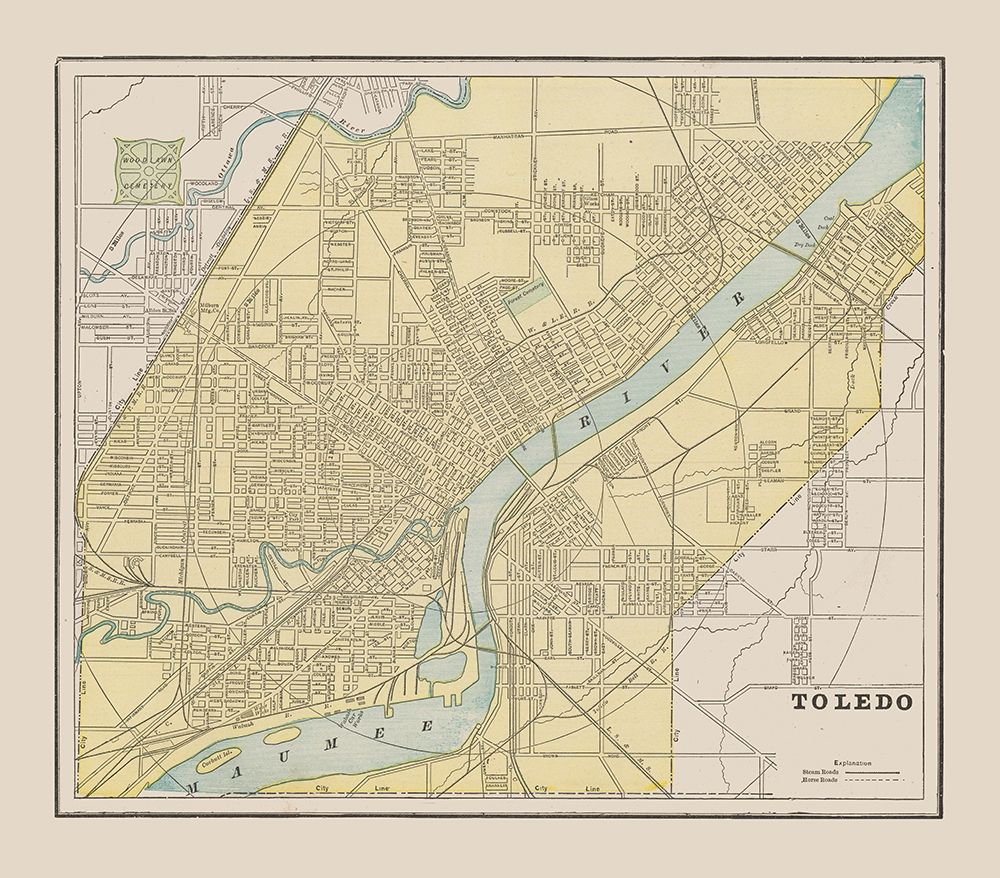 Toledo  Ohio  - Cram 1892 art print by Cram for $57.95 CAD