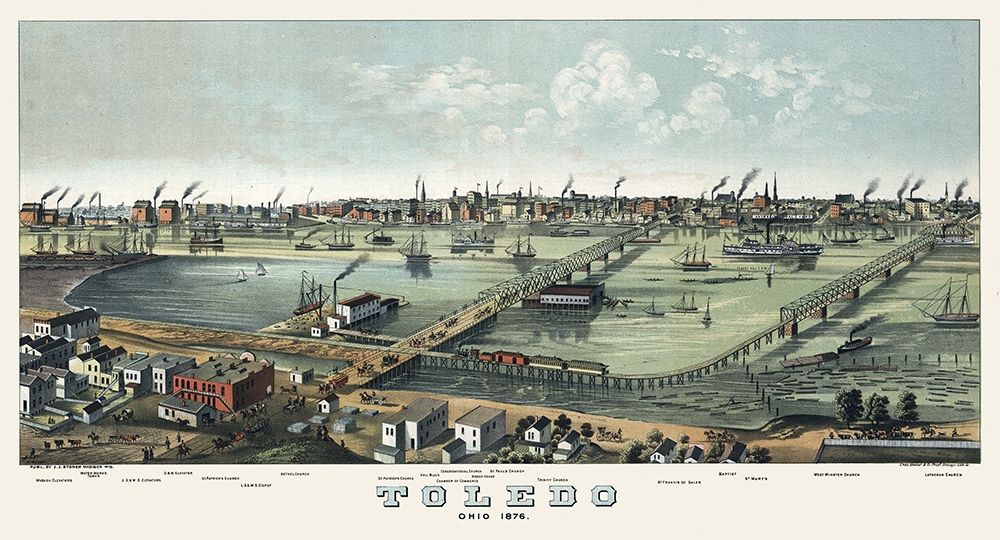 Toledo Ohio - Stoner 1876 art print by Stoner for $57.95 CAD