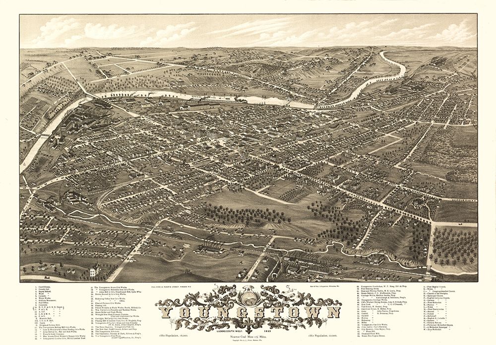 Youngstown Ohio - Stoner 1882 art print by Stoner for $57.95 CAD
