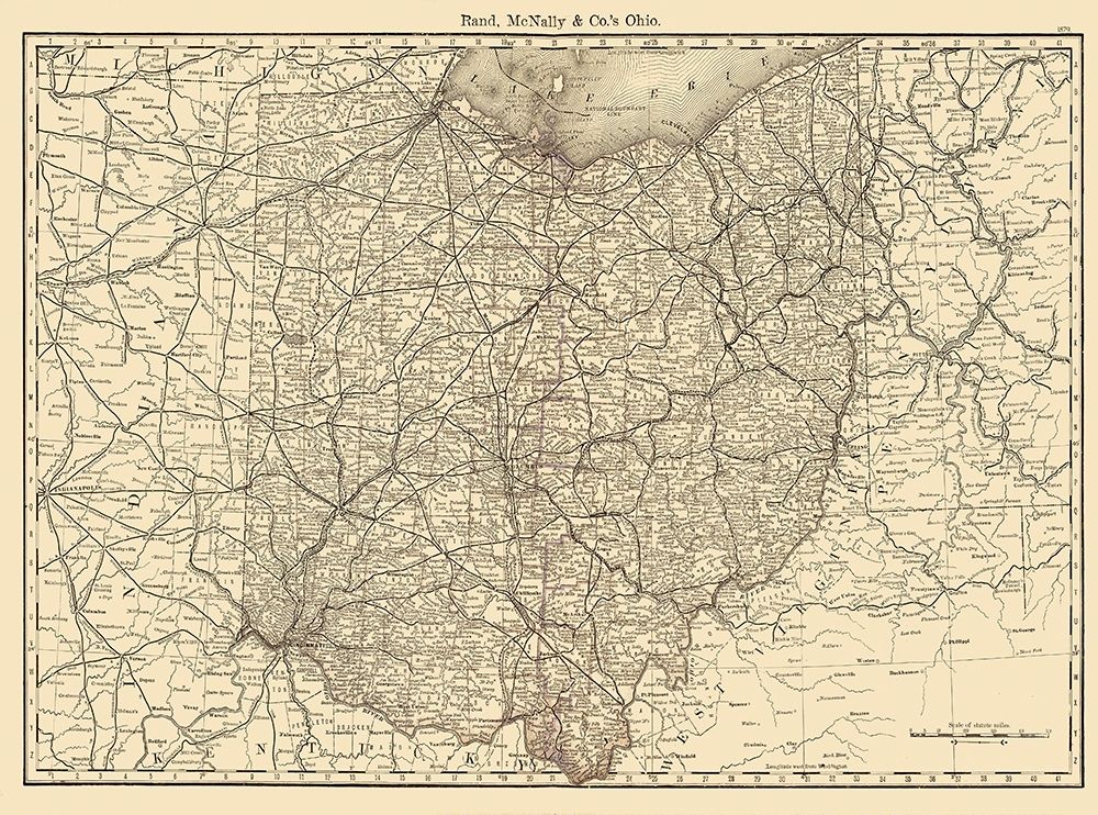 Ohio - Rand McNally 1879 art print by Rand McNally for $57.95 CAD