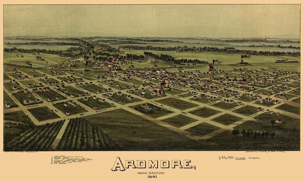 Ardmore Oklahoma - Fowler 1891 art print by Fowler for $57.95 CAD