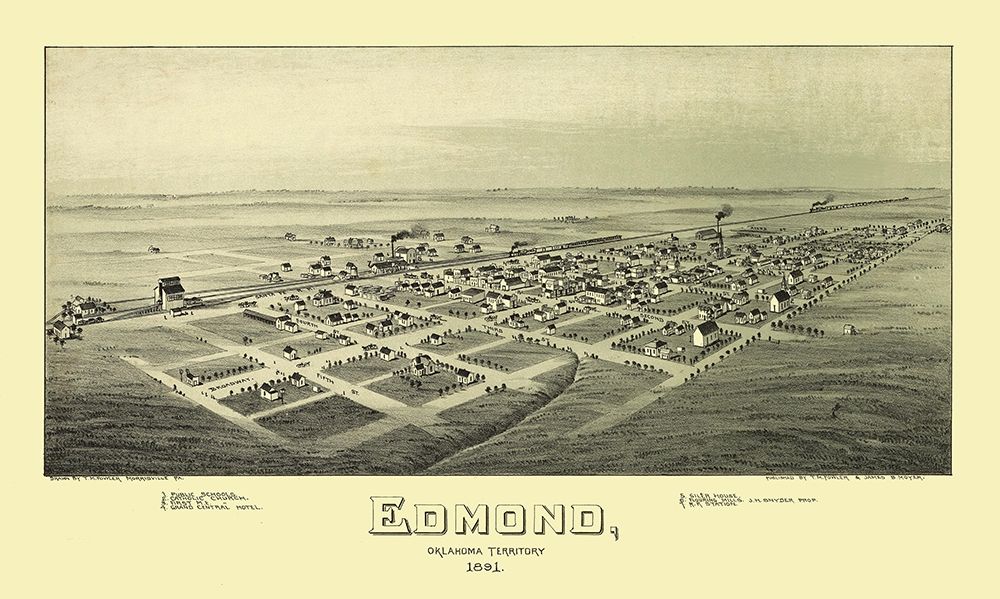 Edmond Oklahoma - Fowler 1891 art print by Fowler for $57.95 CAD