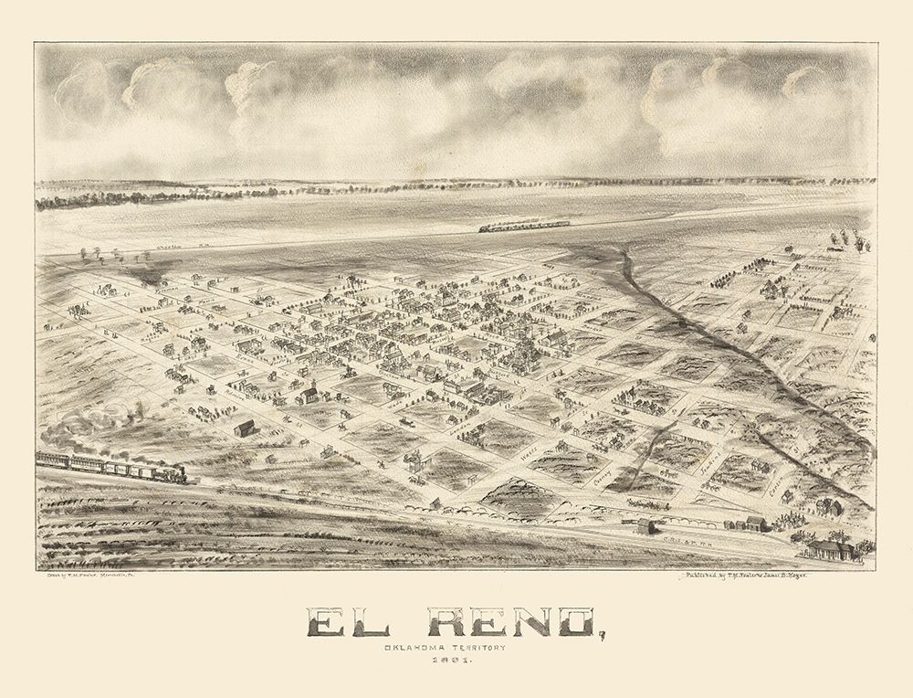 El Reno Oklahoma - Fowler 1891 art print by Fowler for $57.95 CAD