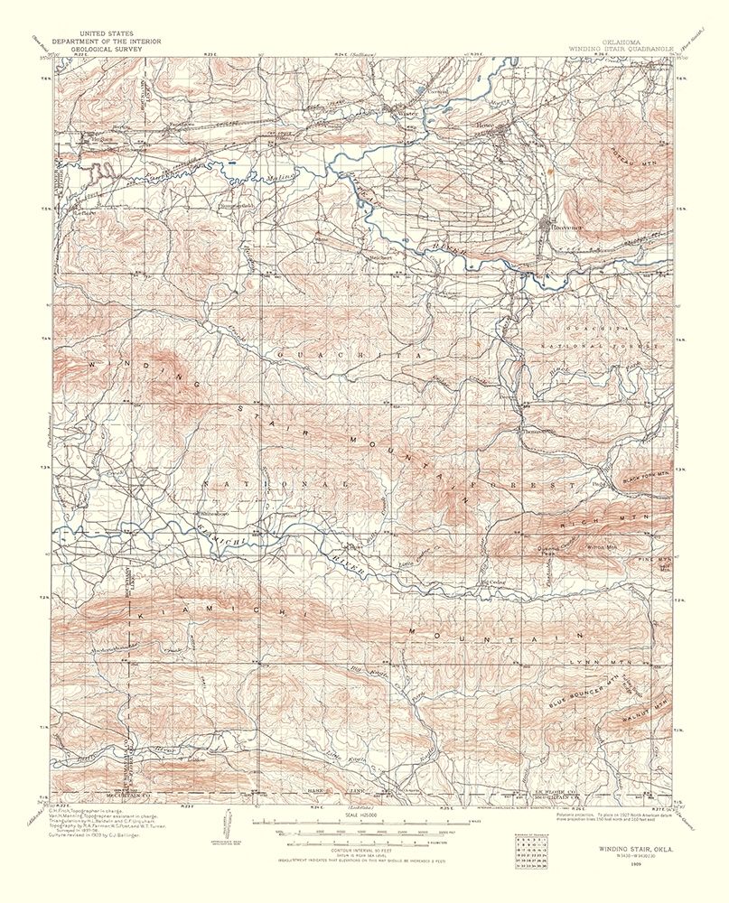 Winding Stair Oklahoma Quad - USGS 1960 art print by USGS for $57.95 CAD