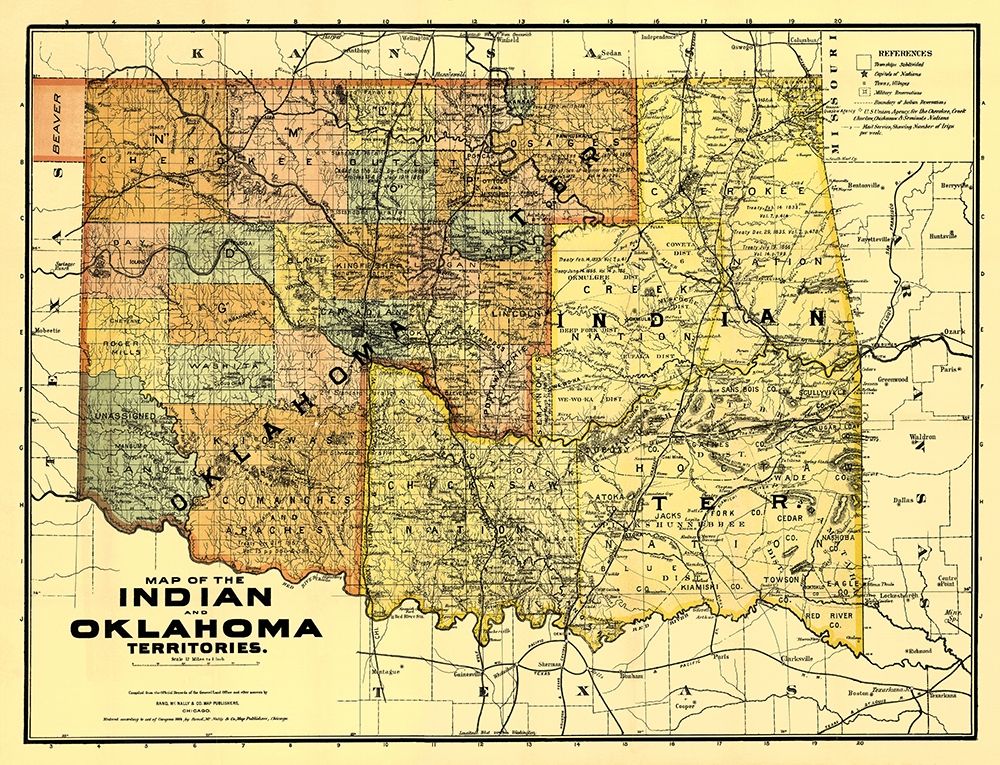 Oklahoma Indian Territory - Rand McNally 1894 art print by Rand McNally for $57.95 CAD