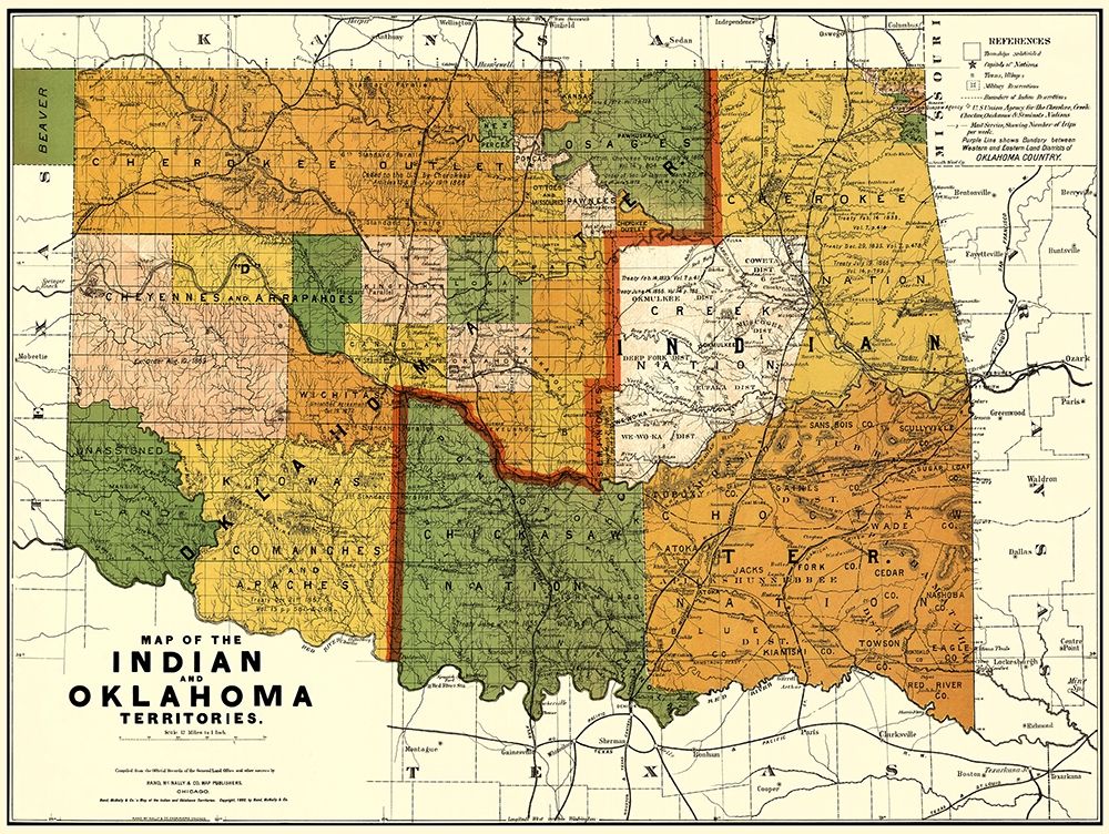 Oklahoma Indian Territory - Rand McNally 1892 art print by Rand McNally for $57.95 CAD
