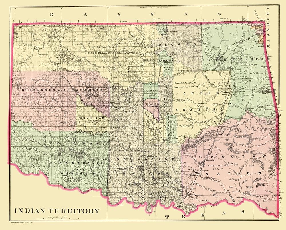 Oklahoma Indian Territory - Bradley 1887 art print by Bradley for $57.95 CAD