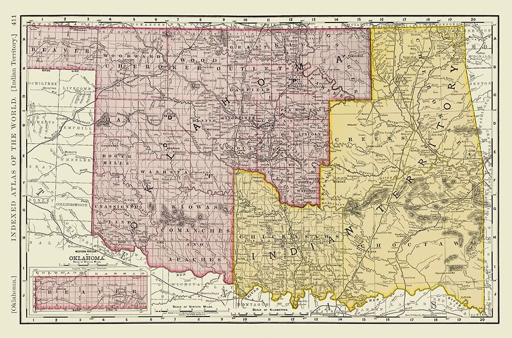 Oklahoma Indian Territory - Rand McNally 1897 art print by Rand McNally for $57.95 CAD