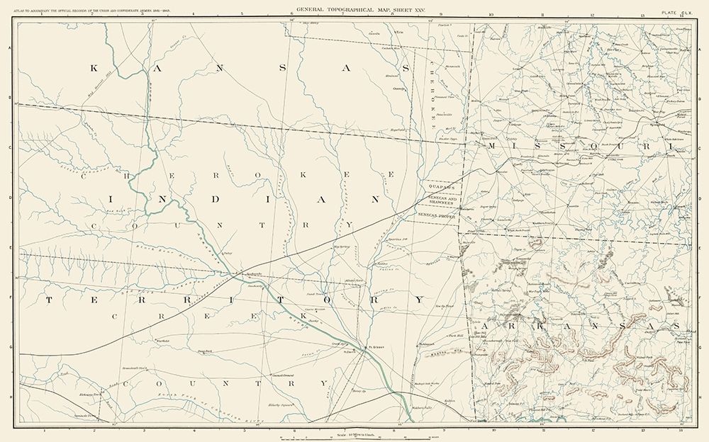 Oklahoma Indian Territory and Surrounding States art print by Bien for $57.95 CAD
