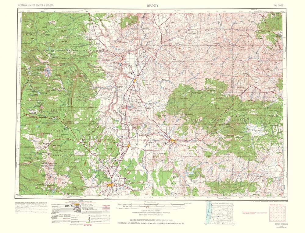 Bend Oregon Quad - USGS 1964 art print by USGS for $57.95 CAD