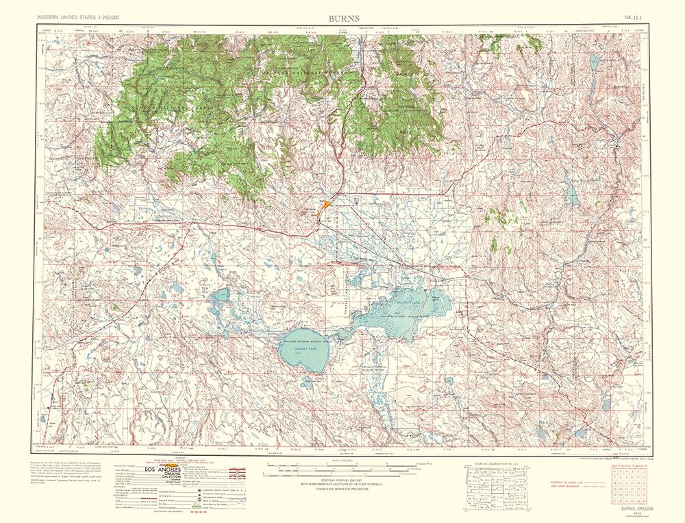 Burns Oregon Quad - USGS 1964 art print by USGS for $57.95 CAD
