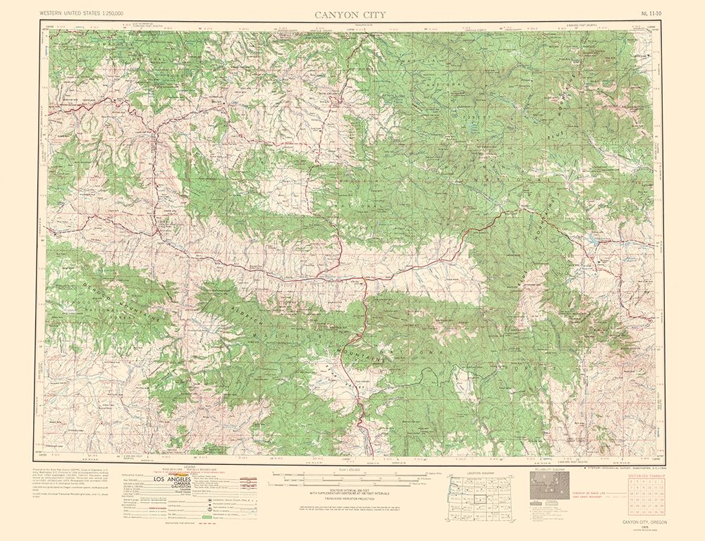 Canyon City Oregon Quad - USGS 1966 art print by USGS for $57.95 CAD