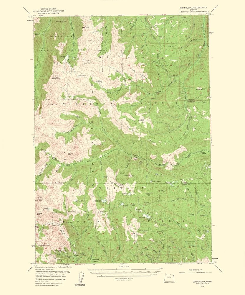 Cornucopia Oregon Quad - USGS 1961 art print by USGS for $57.95 CAD