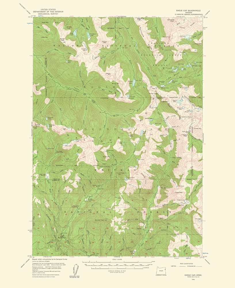 Eagle Cap Oregon Quad - USGS 1961 art print by USGS for $57.95 CAD