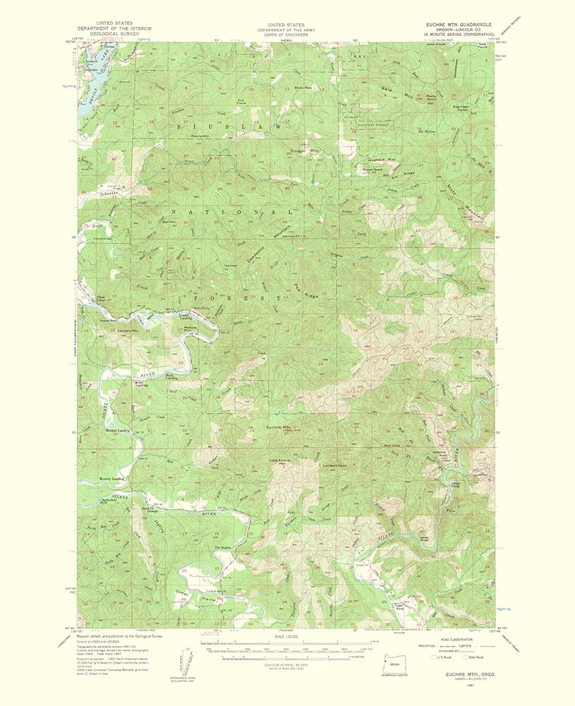 Euchre Mountain Oregon Quad - USGS 1963 art print by USGS for $57.95 CAD